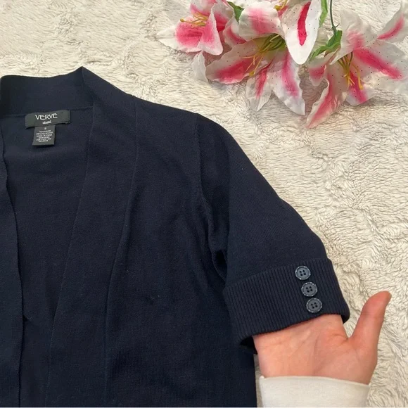 Verve Ami - 1/2 Sleeve Open Cardigan Button Detail Small - Picture 3 of 7